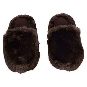 Brown Faux-Fur Slippers