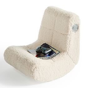 Ivory Sherpa Faux-Fur Mini Gaming Chair