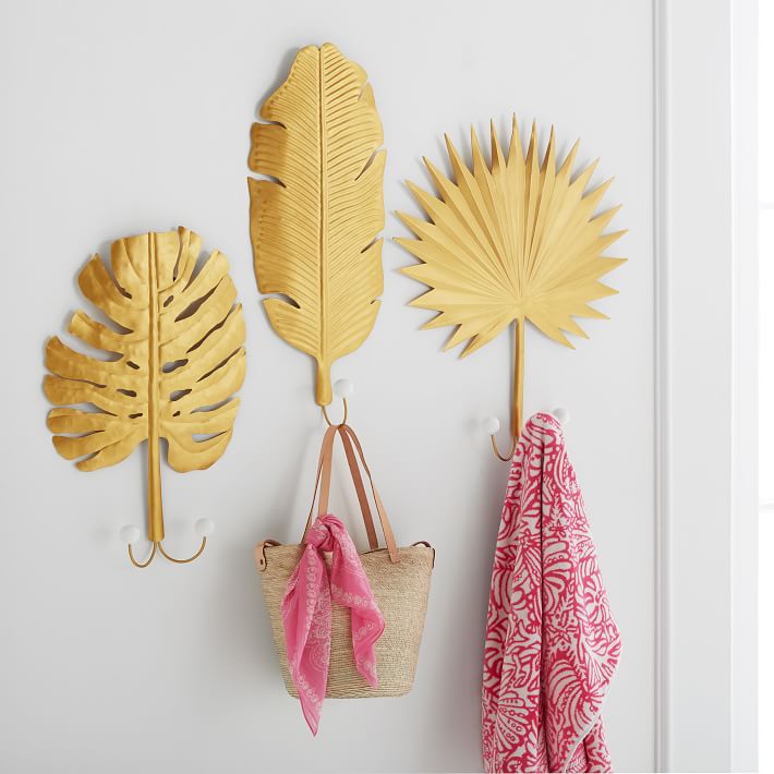 Lilly Pulitzer Palm Leaf Wall Hooks, Set of 3