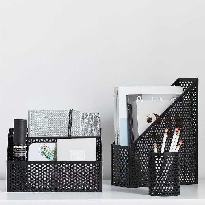 Perforated Metal Desk Accessories, Set of 3
