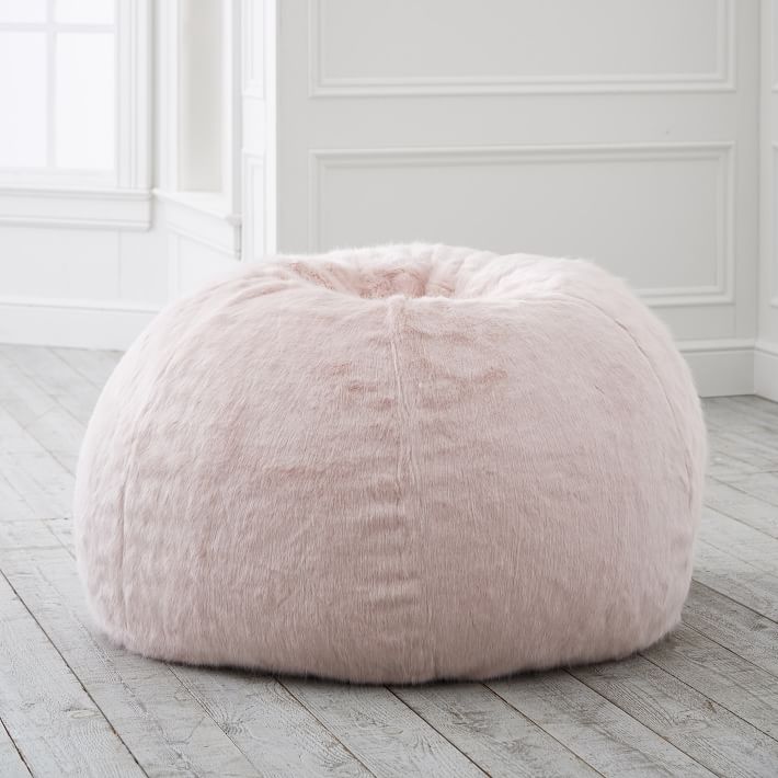 Iced Faux-Fur Blush Bean Bag Chair