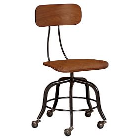 Vintage Wood Swivel Chair