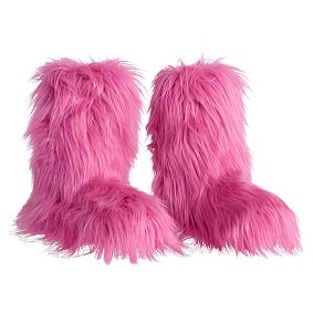 Fur-Riffic Faux-Fur Booties, Pink