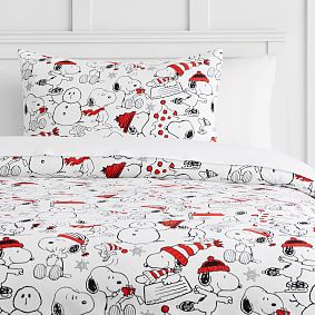 Peanuts&#174; Holiday Organic Flannel Duvet Cover