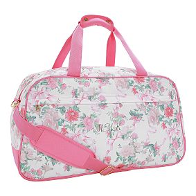 LoveShackFancy Jet-Set Pink Floral Ribbon Duffle Bag