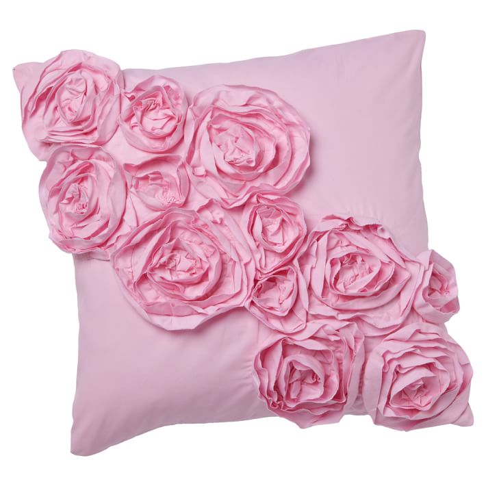 Rose Pillow Cover, 16x16, Pink Rosette