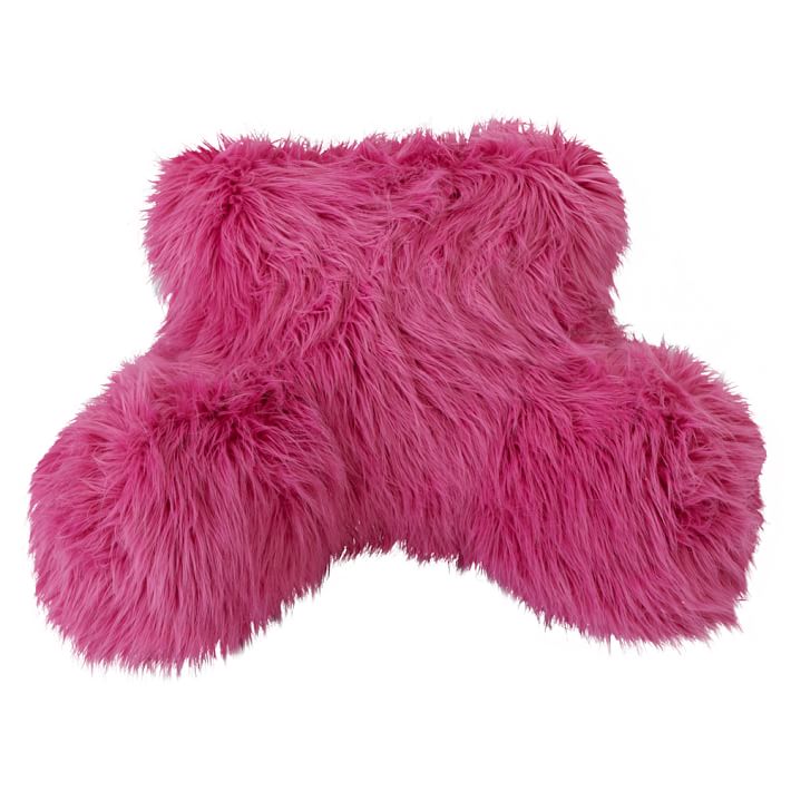 Fur-Rific Faux Fur Backrest Pillow Cover, Bright Pink