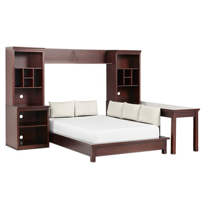 Stuff-Your-Stuff Platform Bed Super Set (Bed, Towers, Shelves + Desk), Full, Dark Espresso