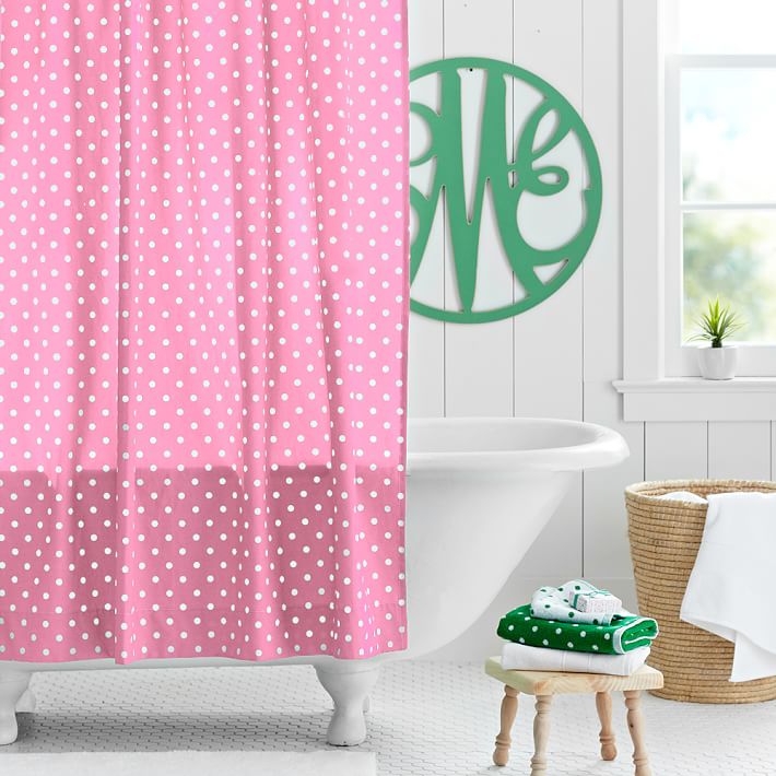 Dottie Shower-Curtain, Bright Pink
