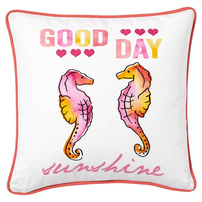 Coastal Phrases Pillow Cover, 18x18, Good Day Sunshine