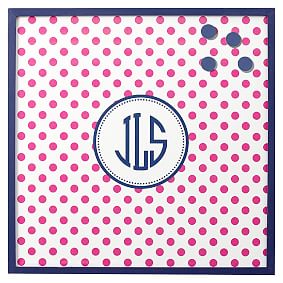 Magnetic Wall Board, Pink Dottie with Navy