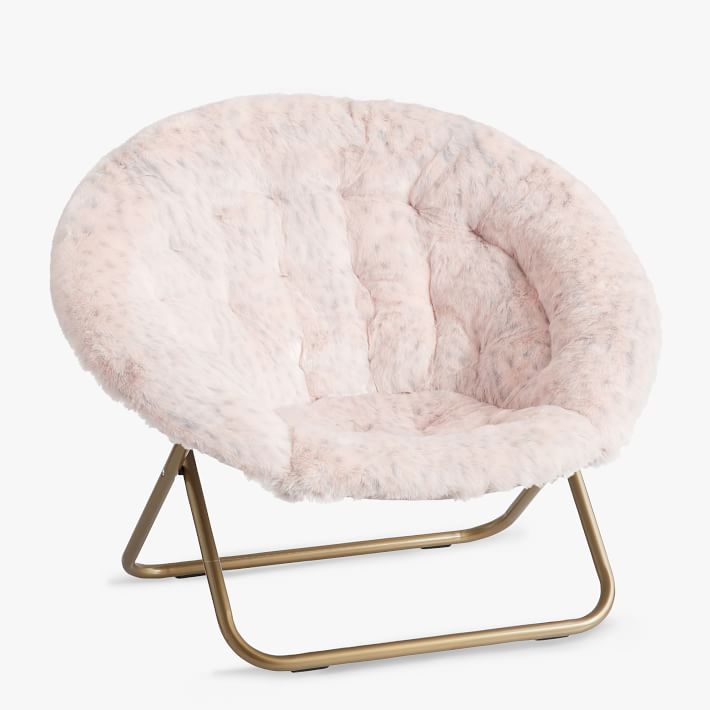 Blush Leopard Faux-Fur Hang-A-Round Chair