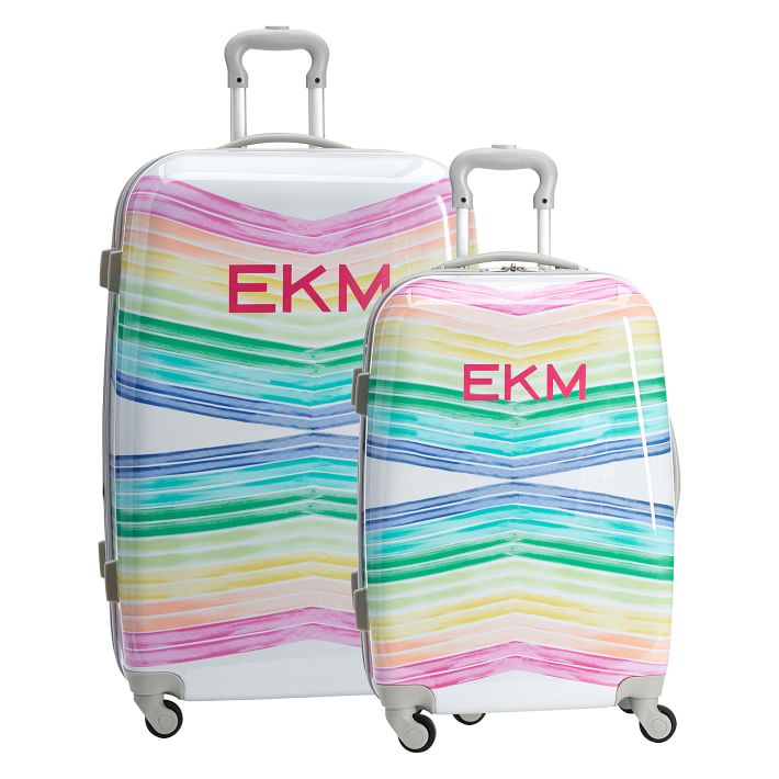 Hard-Sided Rainbow Chevron Luggage Bundle, Set of 2