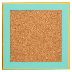Paper Border Corkboard, Aqua Blue With Gold Metallic Trim