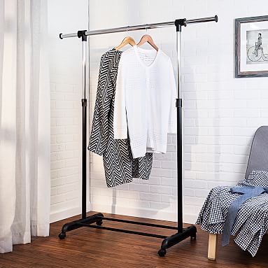 Single Tier Rolling Garment Rack | Dorm Closet Organizer | Pottery Barn ...