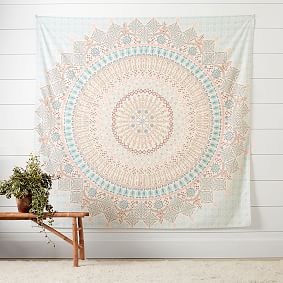 Mandala Tapestry, Blue/Orange