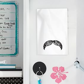 Square Mirror With Mustache Decal