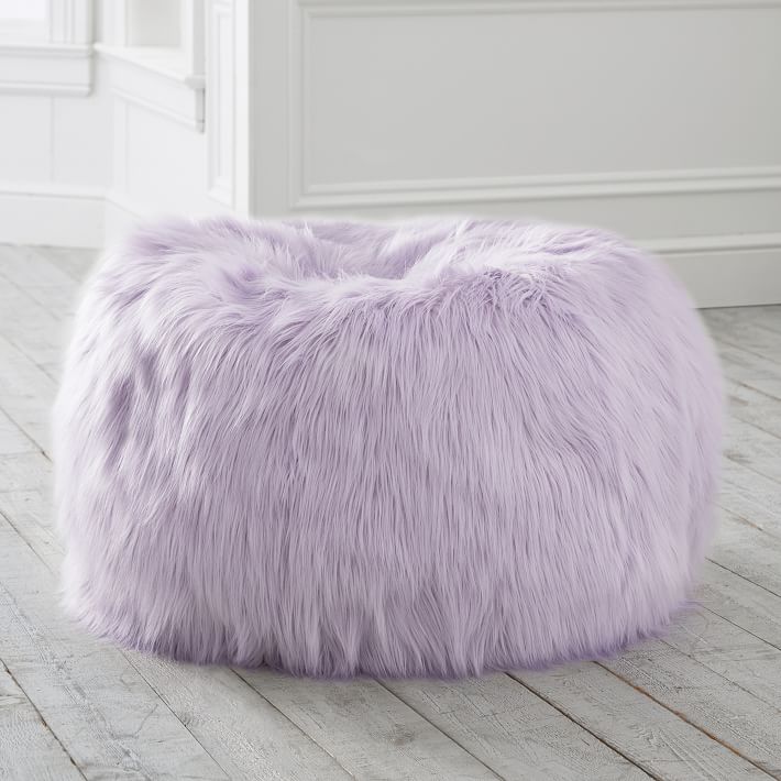 Himalayan Faux-Fur Dusty Lavender Bean Bag Chair