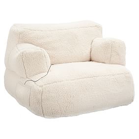 Ivory Sherpa Faux-Fur Eco Media Lounger
