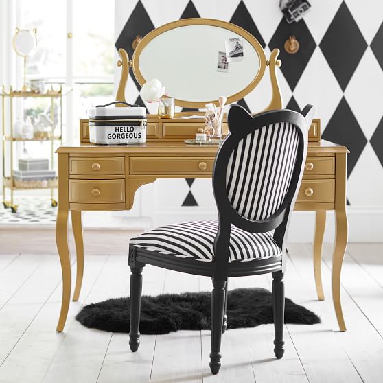 The Emily & Meritt Gold Lilac Desk & Vanity Mirror Hutch Sale