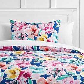 Watercolor Blooms Reversible Duvet Cover 