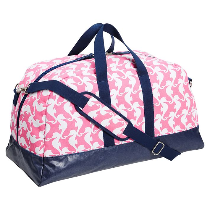 Cape Cod Sleepover Duffle Bag, Pink Seahorse