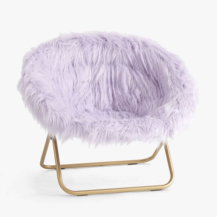 Himalayan Dusty Lavender Faux-Fur Hang-A-Round Chair