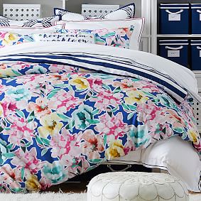 Watercolor Blooms Reversible Duvet Cover 