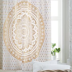 Printed Tapestry, Gold/White