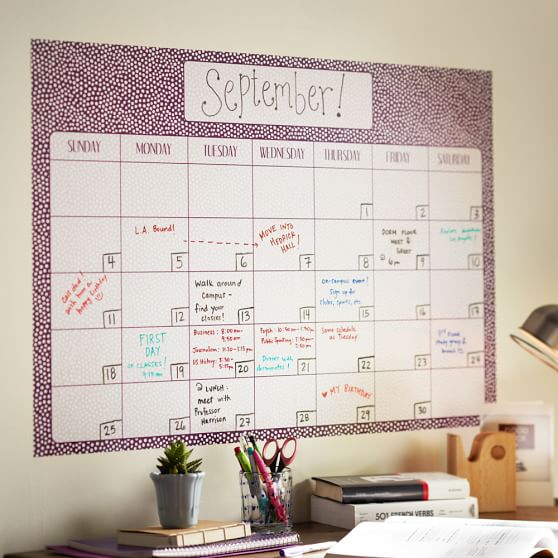 Mini Dot Plum Dry-Erase Calendar Wall Decal | Pottery Barn Teen