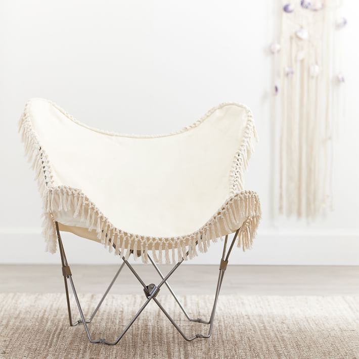 Ivory Canvas Butterfly Chair