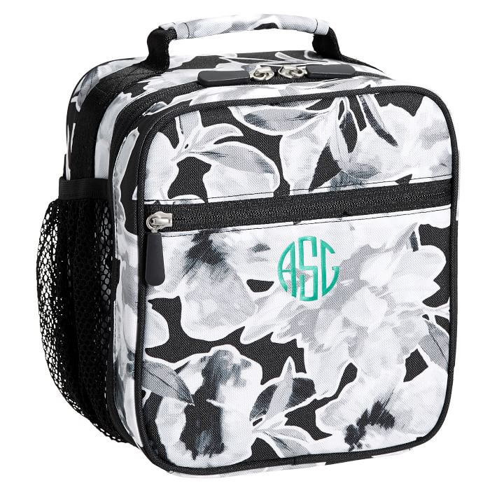 Gear-Up Oversized Floral Classic Lunch Bag, Black/White