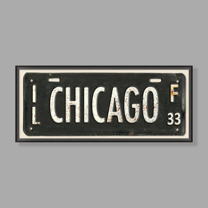 Chicago Framed Art, 33.25&quot;x14.25&quot;