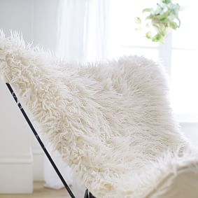 Ivory Furlicious Faux-Fur Butterfly Chair