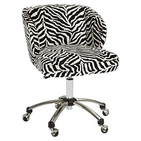 Zebra Jacquard Wingback Desk Chair