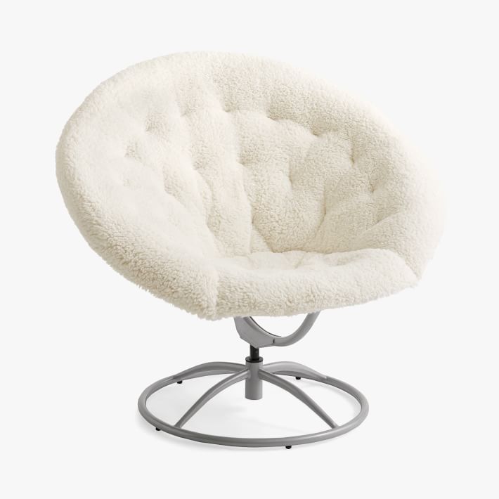 Sherpa Ivory Hang-A-Round Swivel Chair