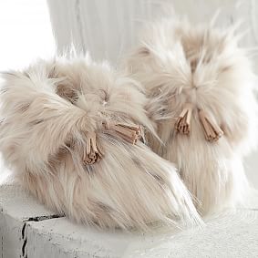 XL Snow Cat Ankle Tassel Faux-Fur Booties