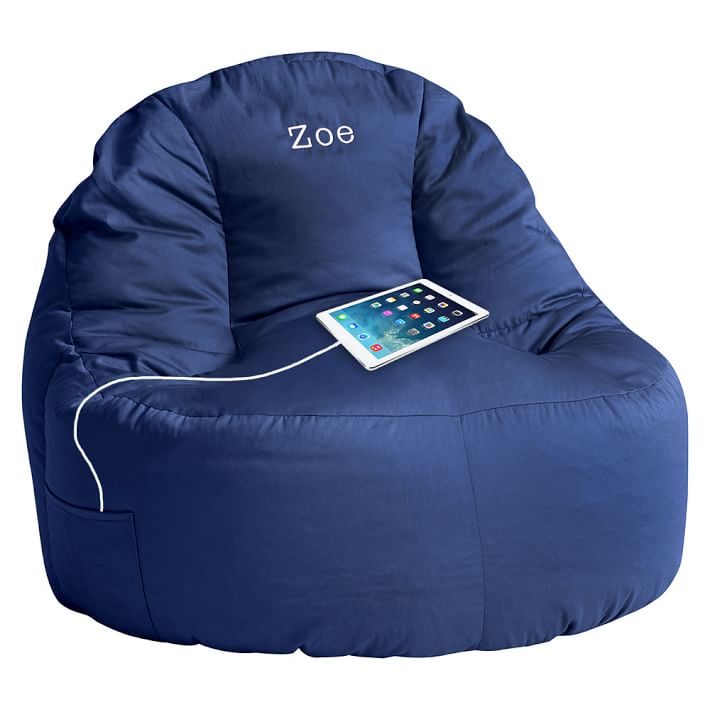 Solid Twill Leanback Lounger Speaker Media Chair, Navy