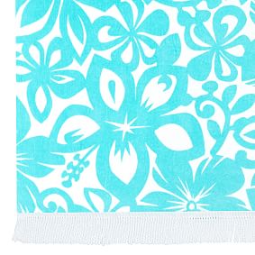 Blue Floral Fringe Beach Towel