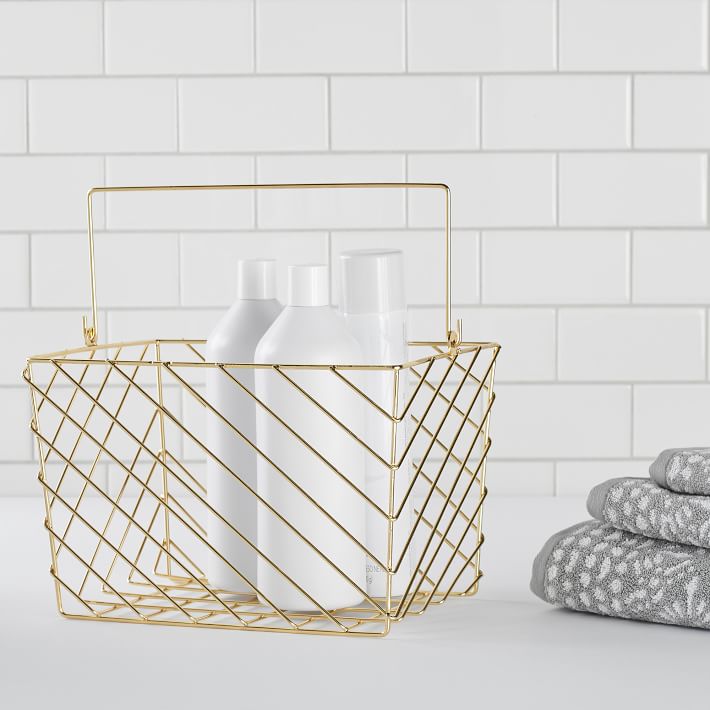 Gold Wire Extra Large Dorm Shower Caddy | Pottery Barn Teen