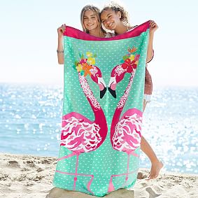 Kiss Me Flamingo Beach Towel