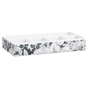 Printed Paper Desk Accessories, Charcoal Floral