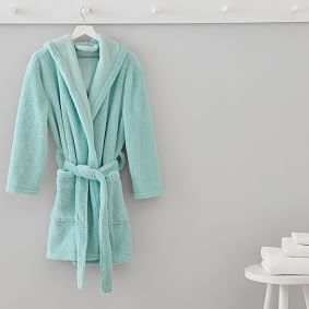Classic Short Robe with Hood - Pale Seafoam