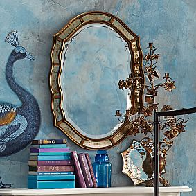 Gold Floral Etched Mirror