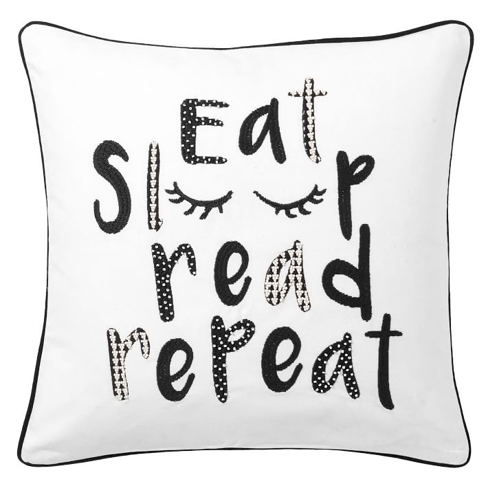 Eat Sleep Read Repeat Pillow Cover 18 x 18, Multi