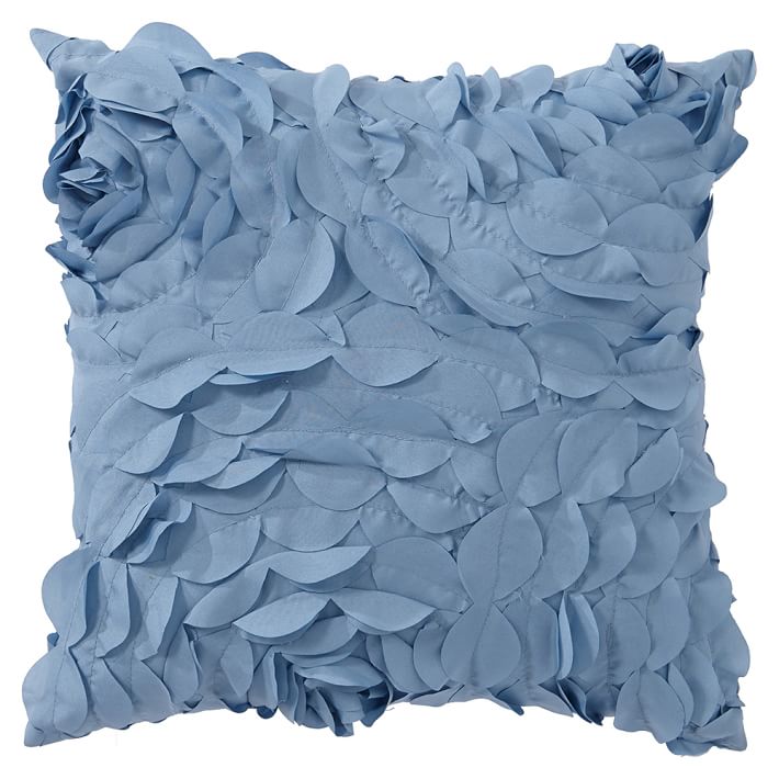 Pretty Petals Pillow, 14 x 14, Dusty Blue
