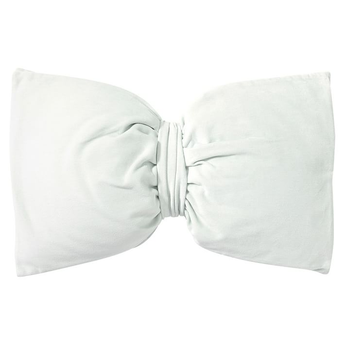 The Emily & Meritt Velvet Bow Pillows, Light Blue