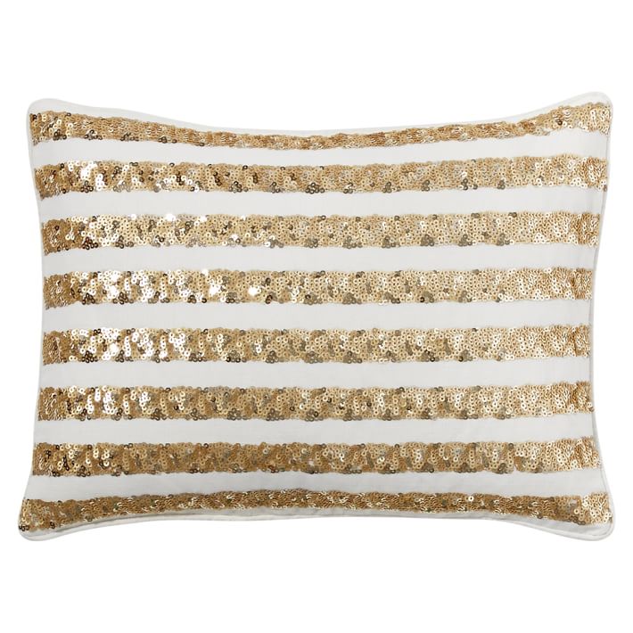 The Emily & Meritt The Sequin Pillow Cover, 12x16, Stripe Gold
