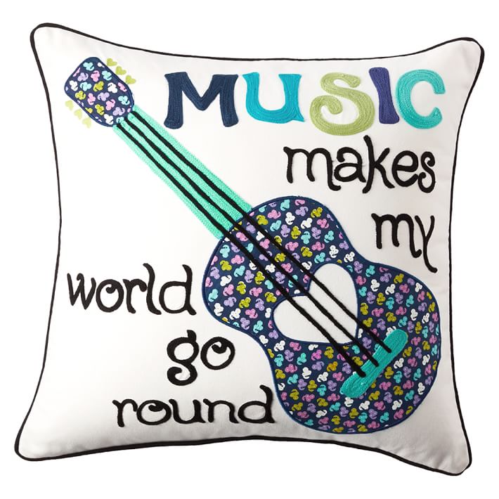 Inspiration Pillow Covers, 18x18, Music Makes My World Go Round