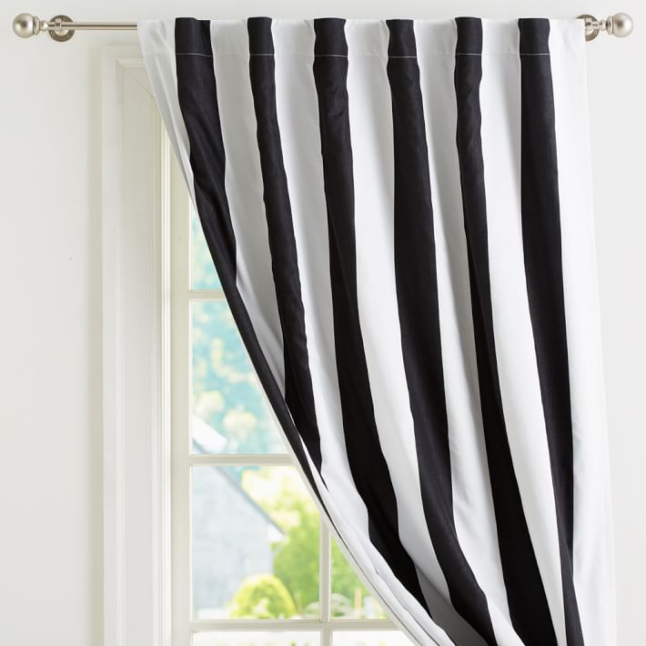 Cottage Stripe Curtain With Blackout Lining, 63